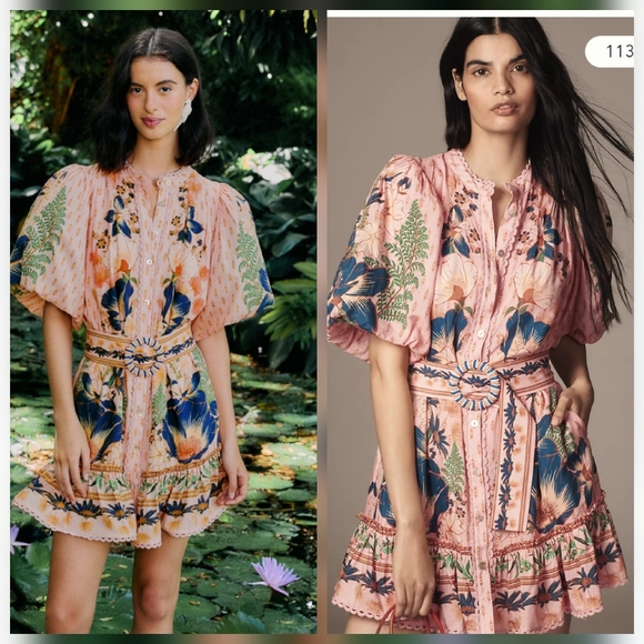 Farm Rio Garden Dream Beaded Belt Minidress